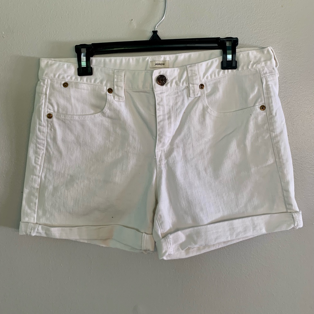 Jcrew Cuffed White Denim Shorts Jcrew Cuffed White Denim Shorts